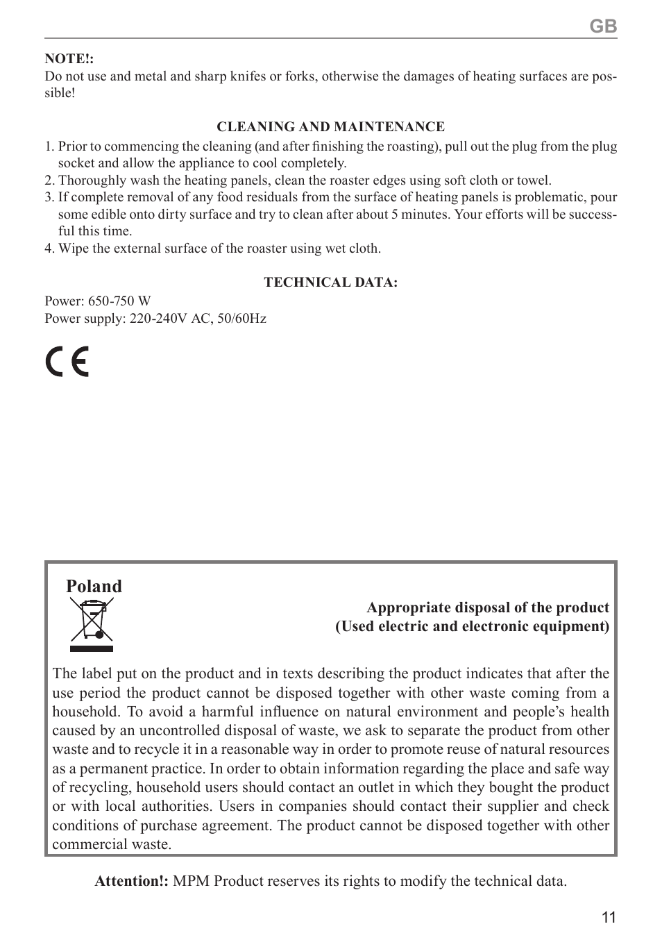Poland | MPM MOP-09M User Manual | Page 11 / 24