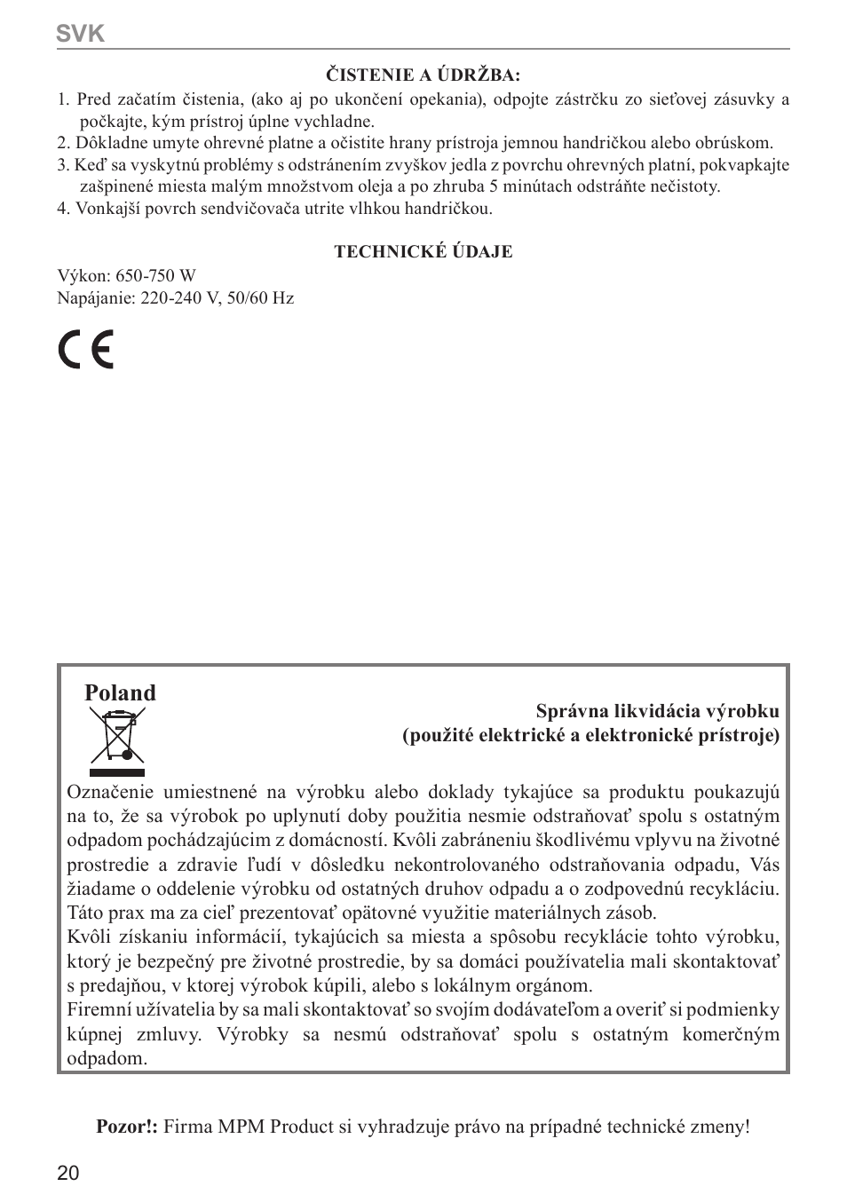 Poland | MPM MOP-09M User Manual | Page 20 / 24