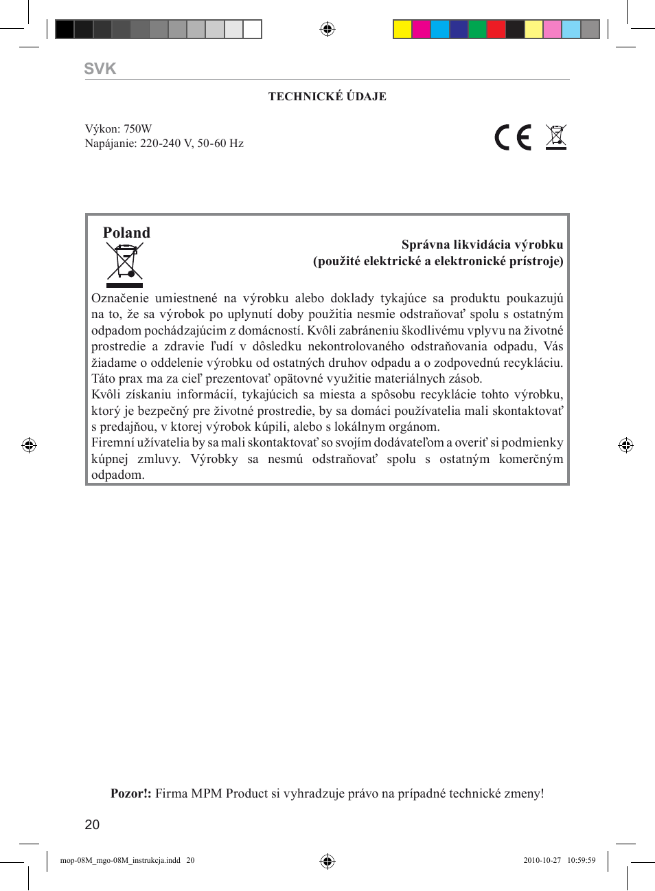 Poland | MPM MGO-08M User Manual | Page 20 / 24