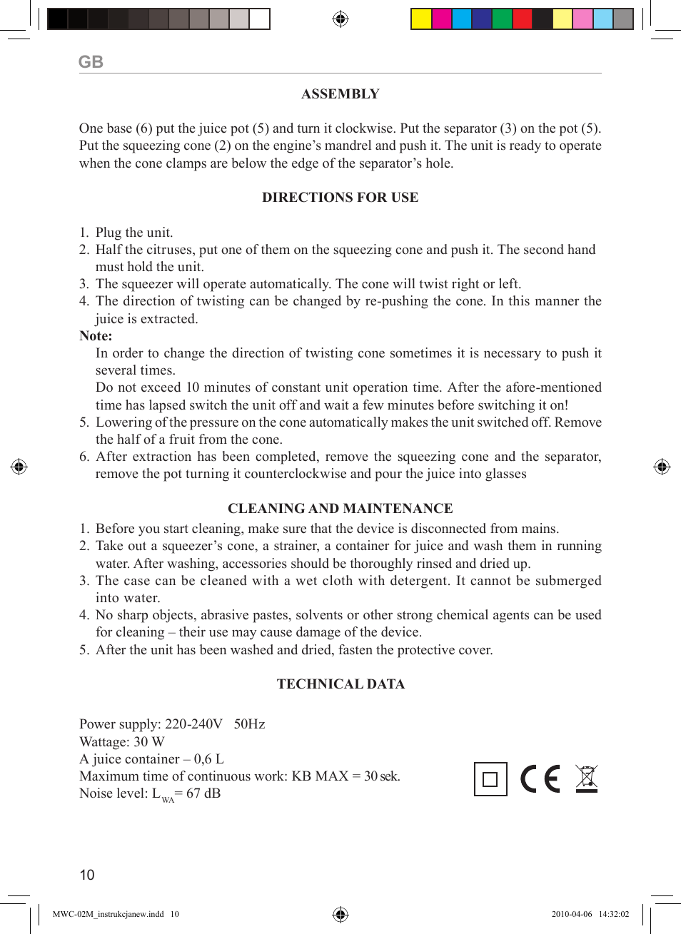 MPM MWC-02 User Manual | Page 10 / 24