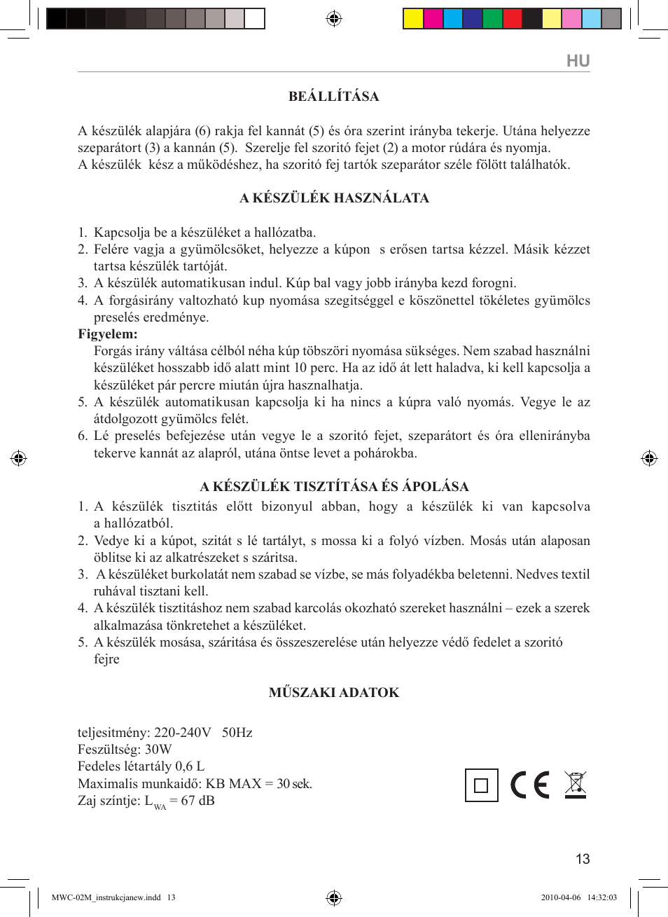 MPM MWC-02 User Manual | Page 13 / 24