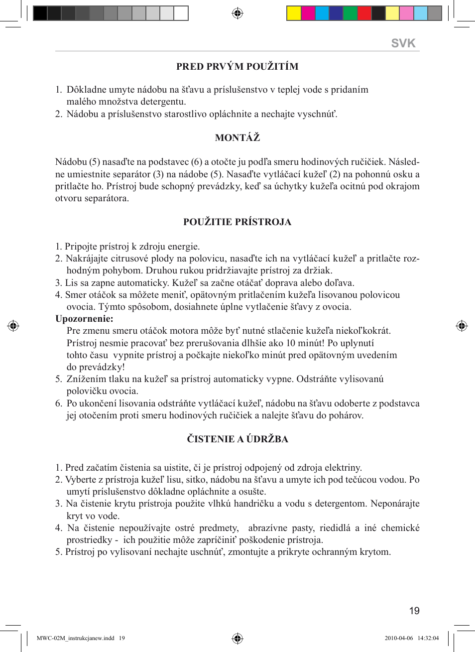 MPM MWC-02 User Manual | Page 19 / 24