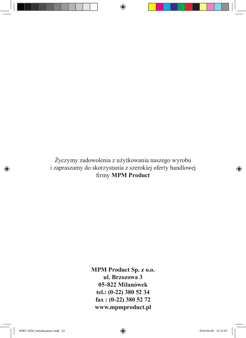 MPM MWC-02 User Manual | Page 24 / 24