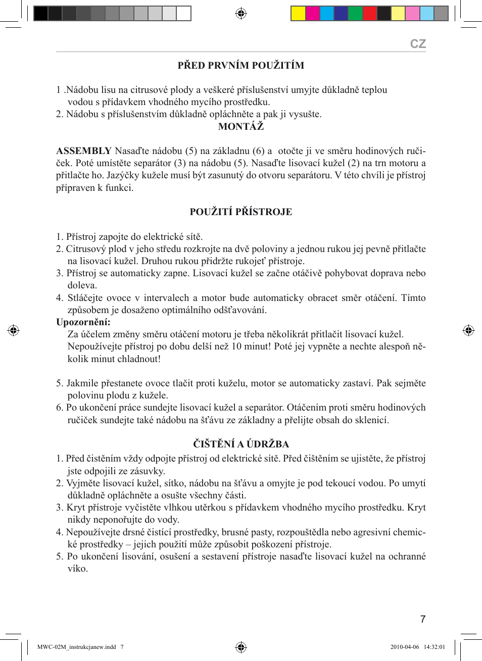 MPM MWC-02 User Manual | Page 7 / 24