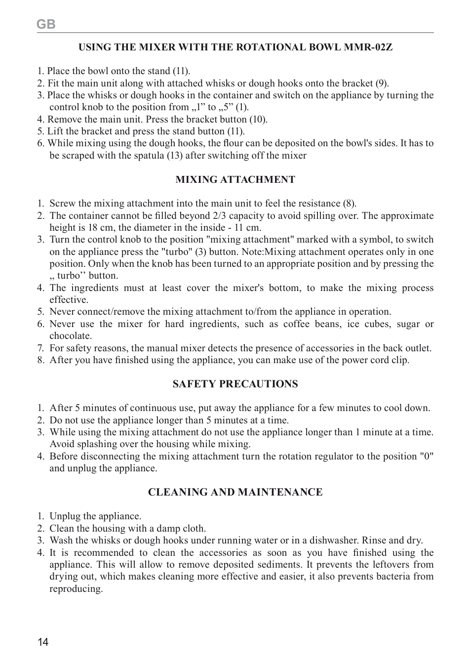 MPM MMR-03 User Manual | Page 14 / 34