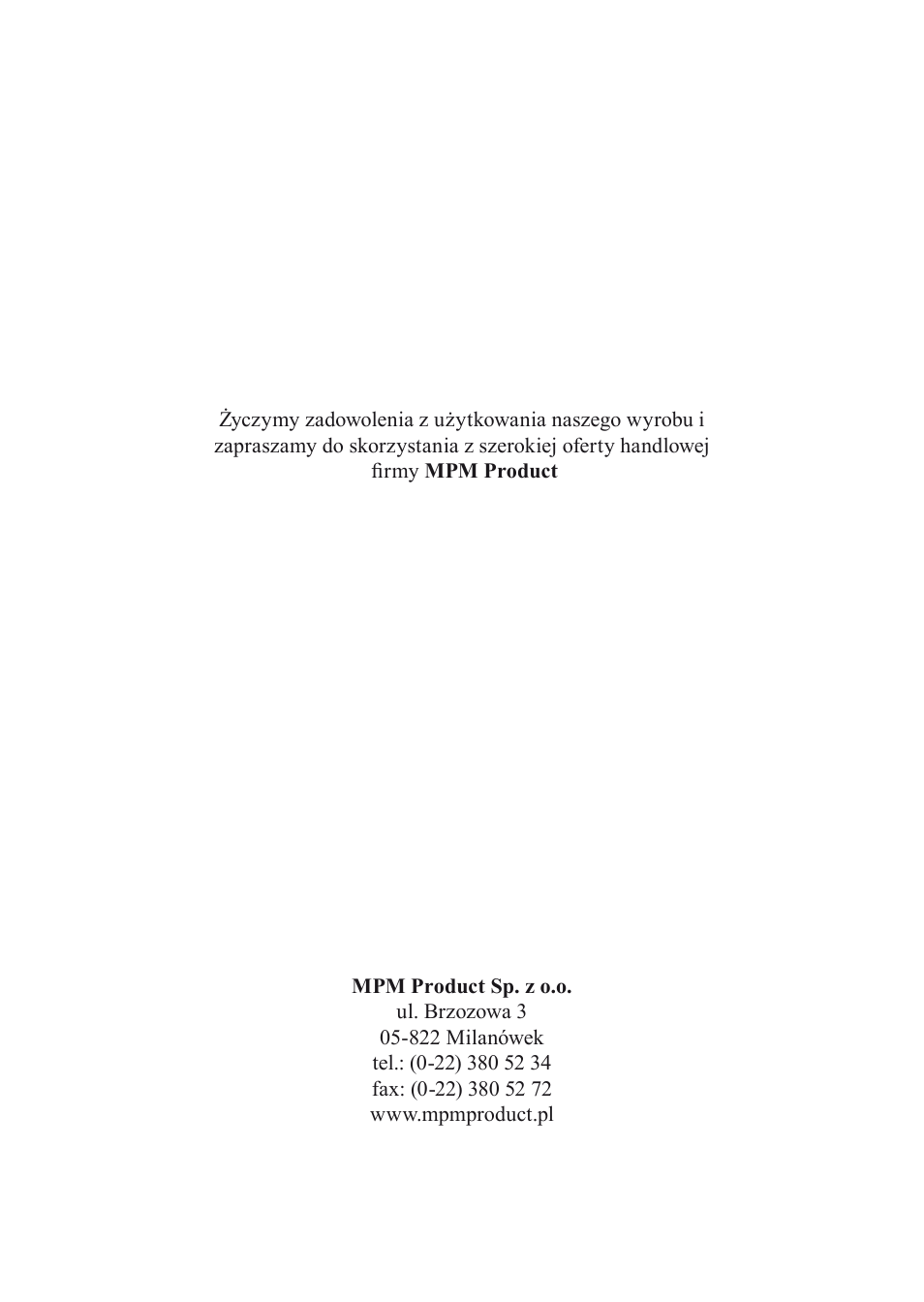 MPM MMR-03 User Manual | Page 34 / 34