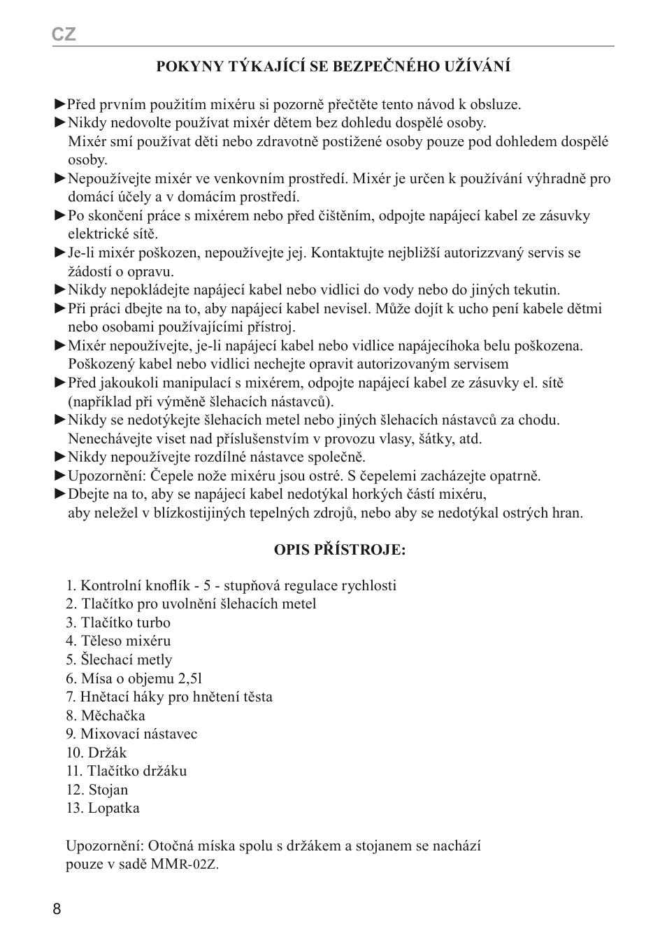 MPM MMR-03 User Manual | Page 8 / 34