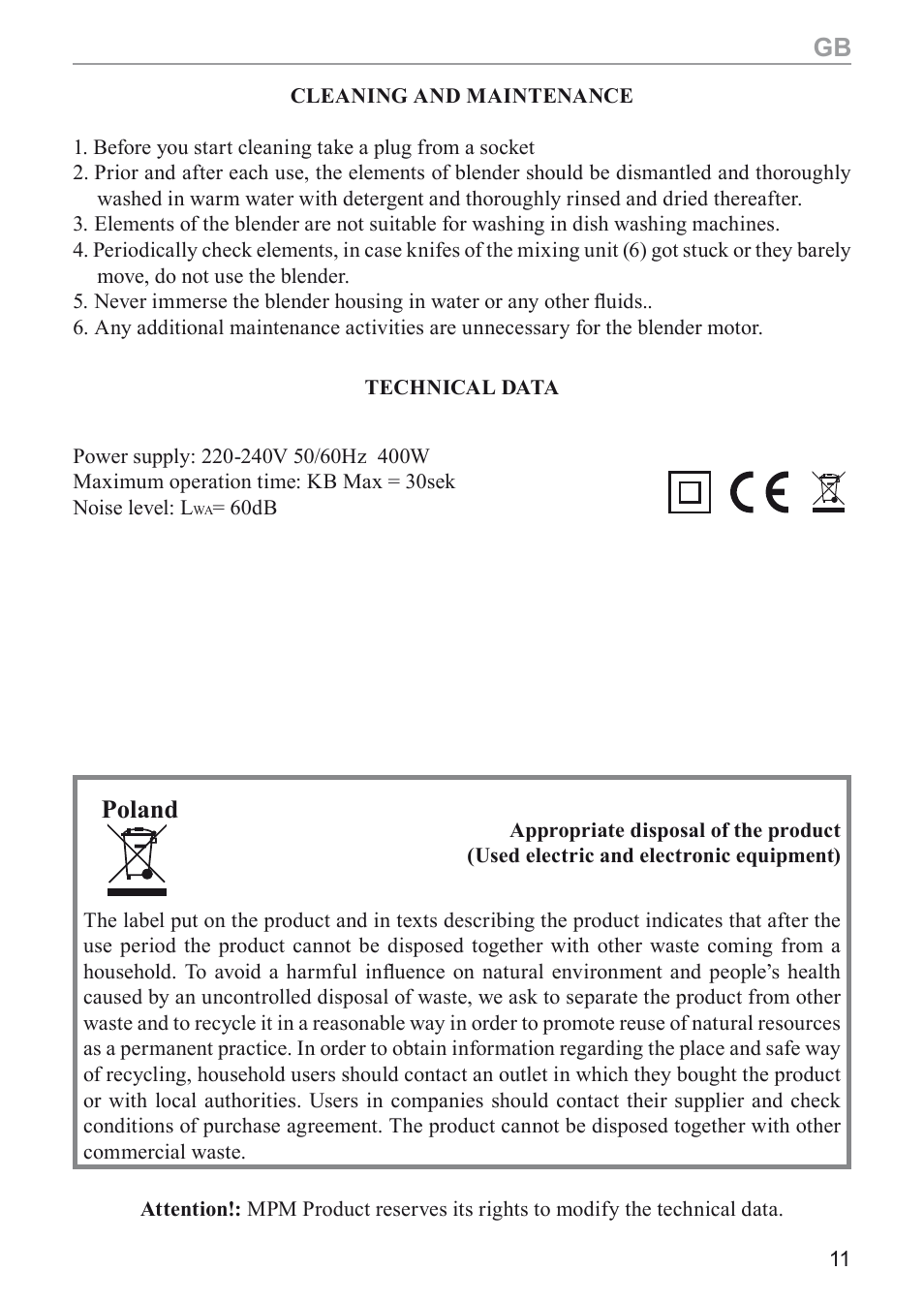 Poland | MPM MBL-03 User Manual | Page 11 / 24