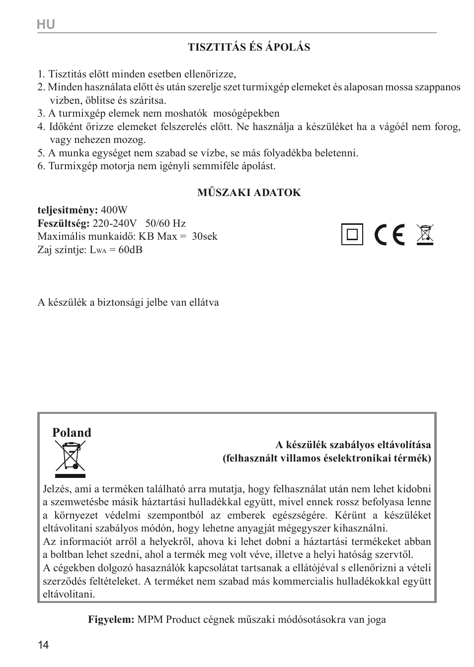 Poland | MPM MBL-03 User Manual | Page 14 / 24