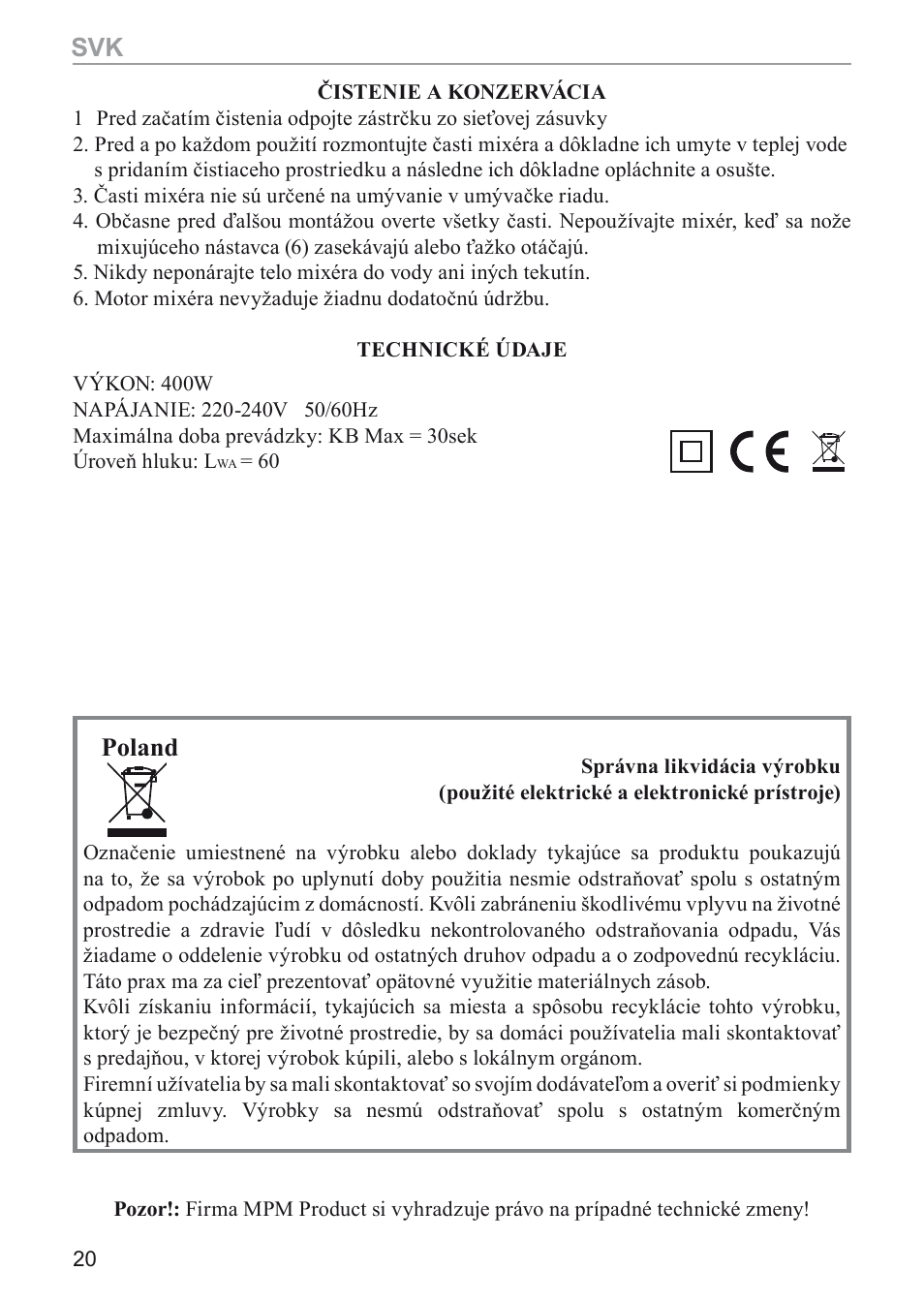 Poland | MPM MBL-03 User Manual | Page 20 / 24