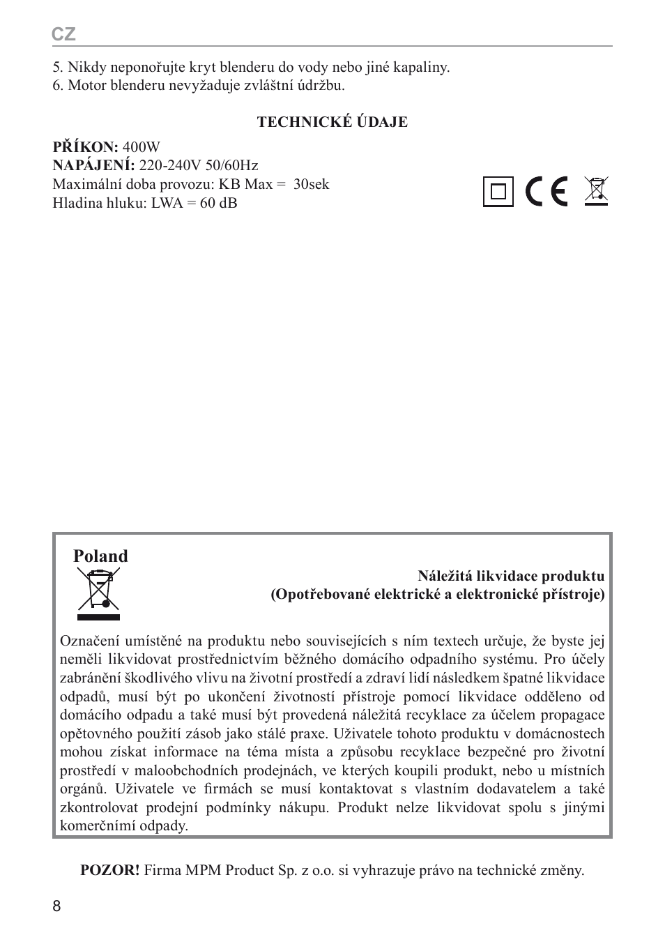 Poland | MPM MBL-03 User Manual | Page 8 / 24