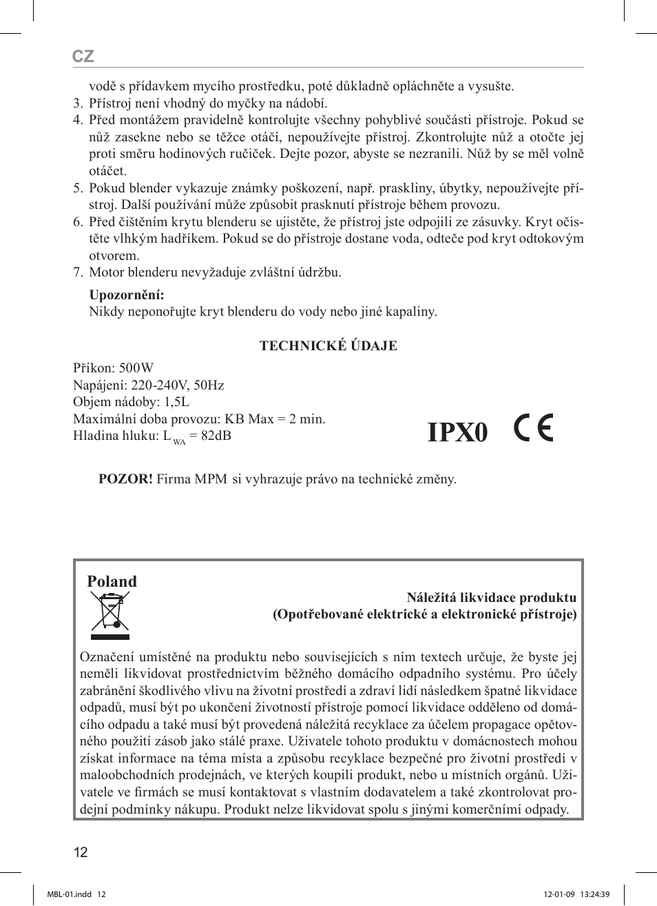 Poland | MPM MBL-01M User Manual | Page 12 / 36