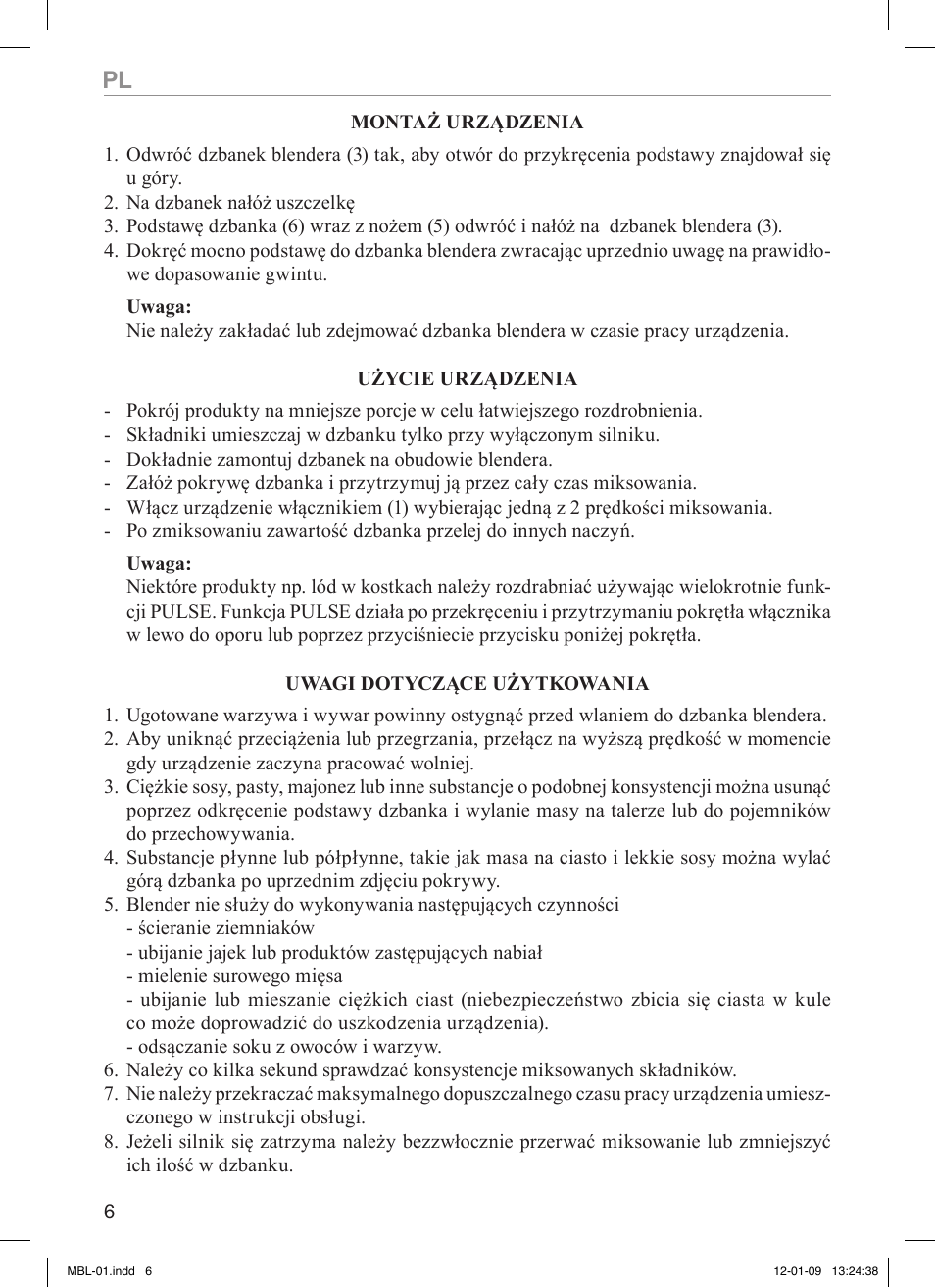 MPM MBL-01M User Manual | Page 6 / 36