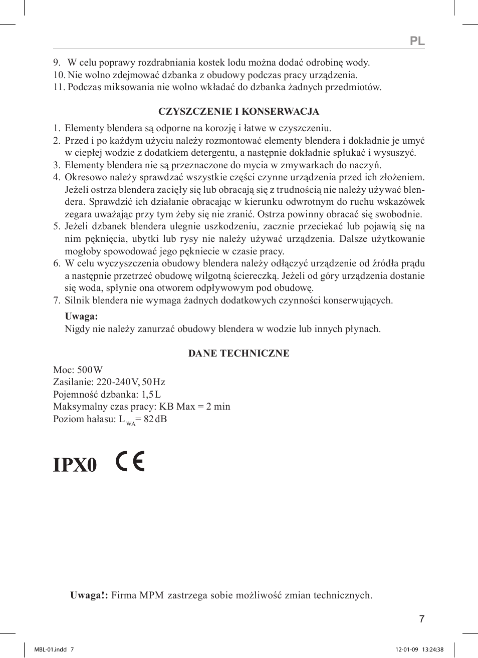 MPM MBL-01M User Manual | Page 7 / 36