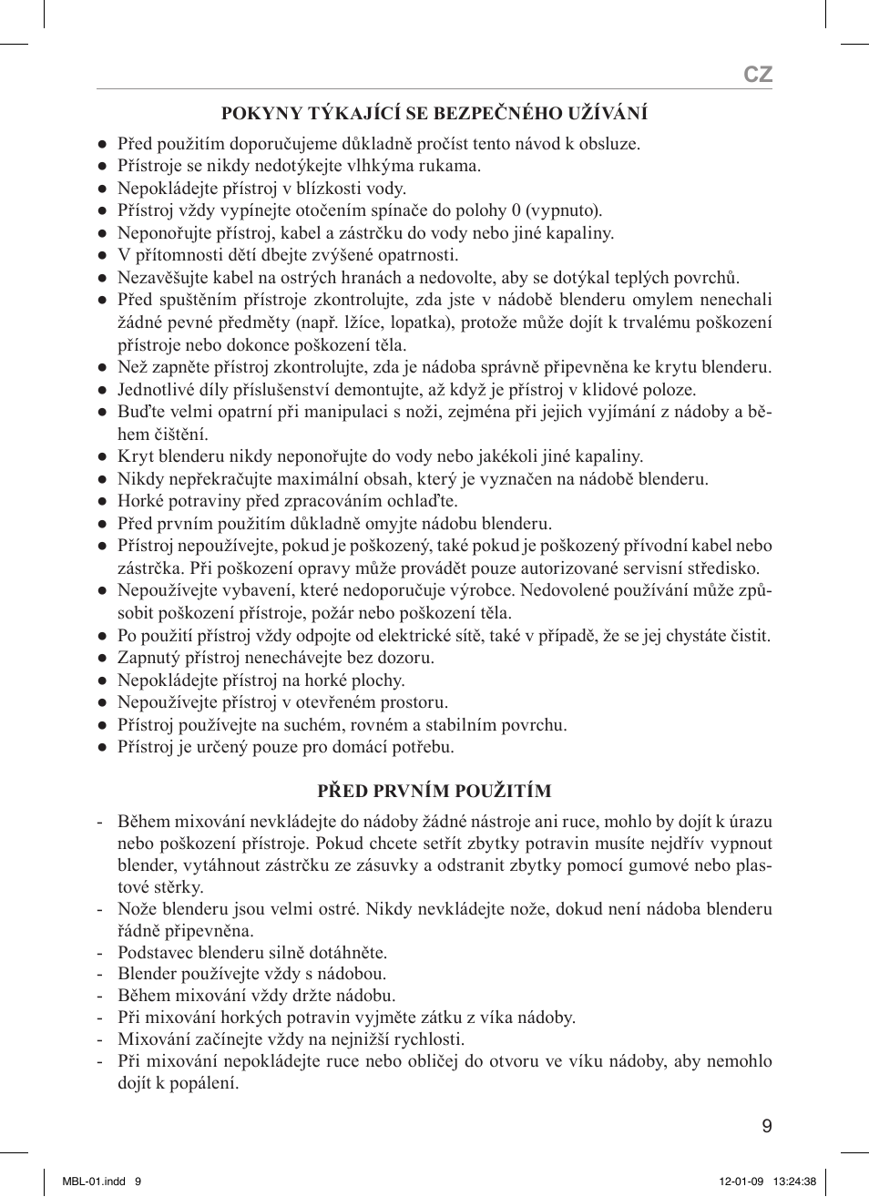 MPM MBL-01M User Manual | Page 9 / 36