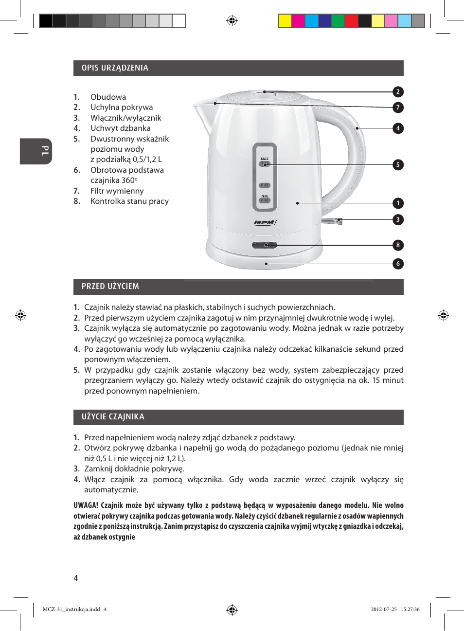 MPM MCZ-31 User Manual | Page 4 / 24