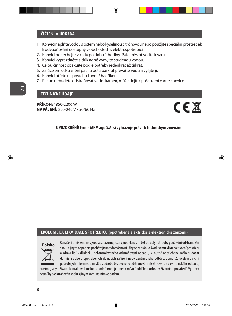 MPM MCZ-31 User Manual | Page 8 / 24