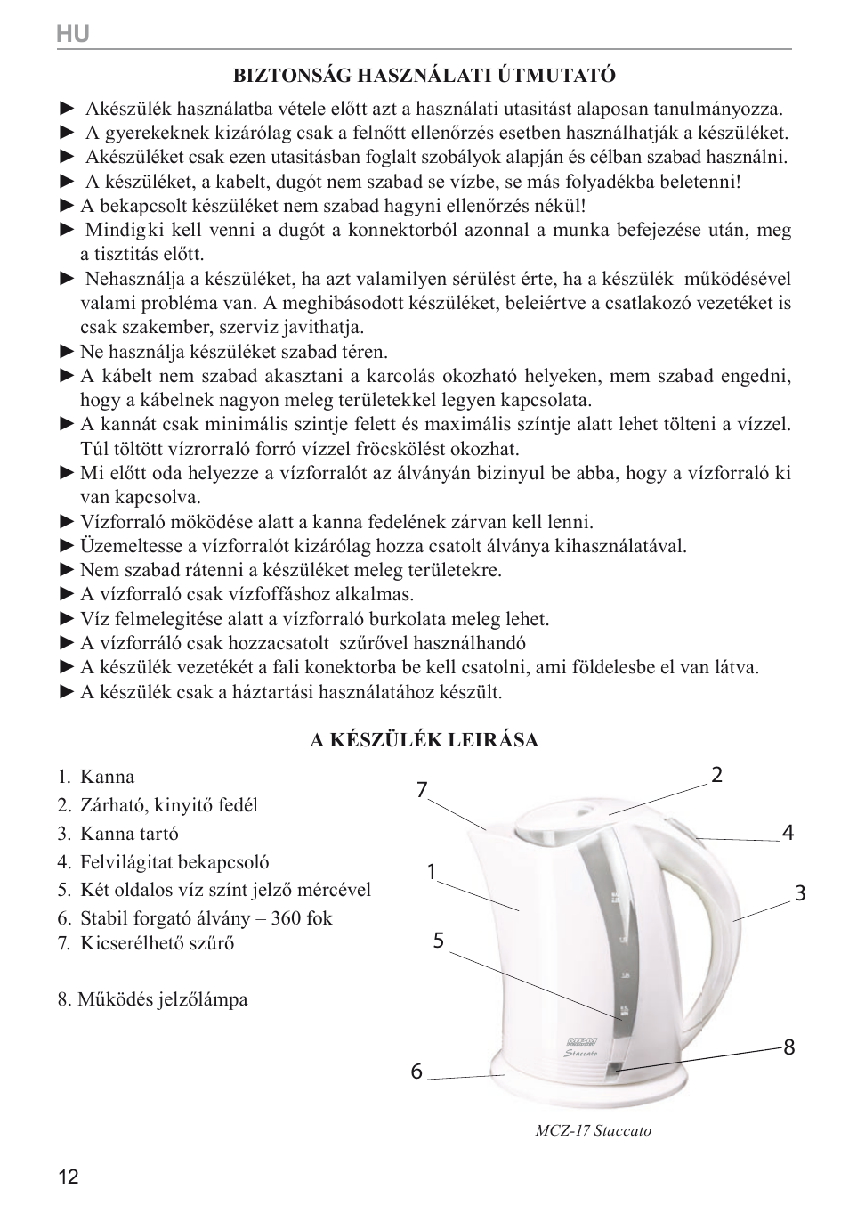 MPM MCZ-17 User Manual | Page 12 / 24