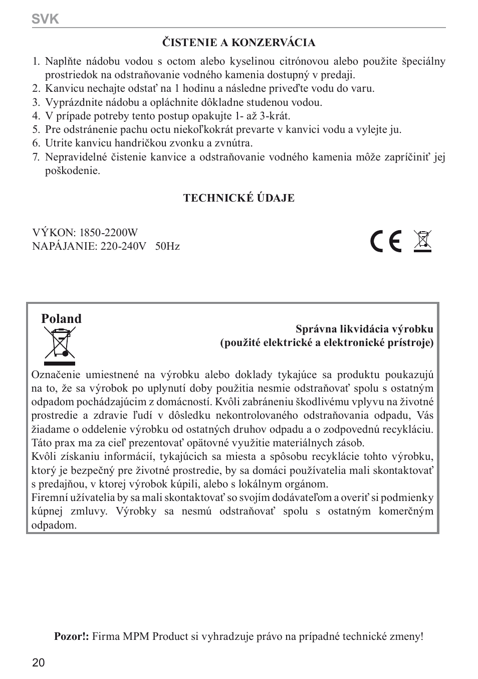 Poland | MPM MCZ-17 User Manual | Page 20 / 24