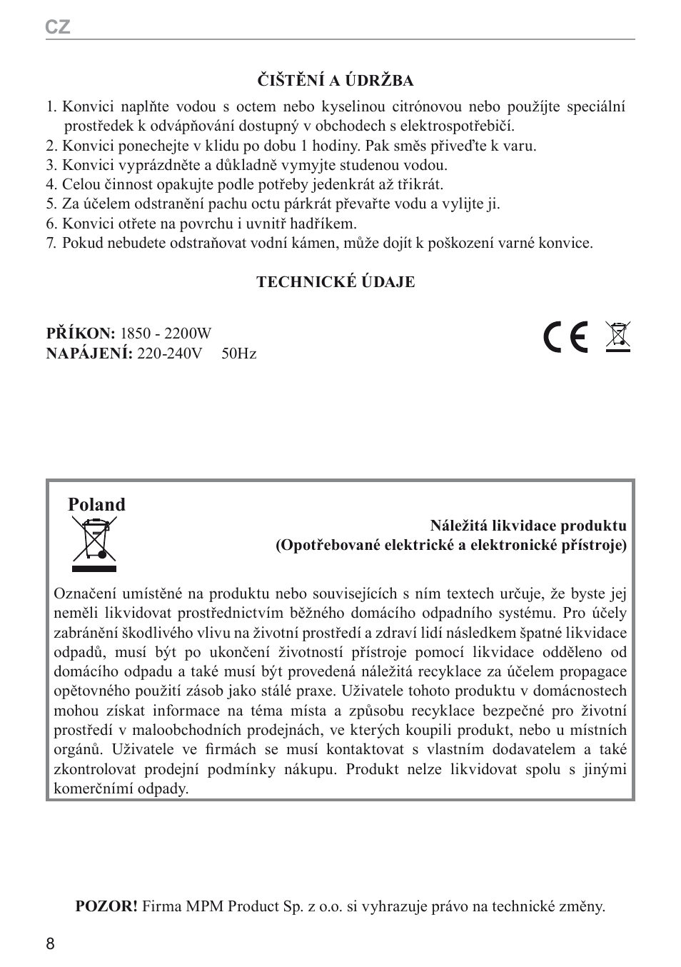Poland | MPM MCZ-17 User Manual | Page 8 / 24