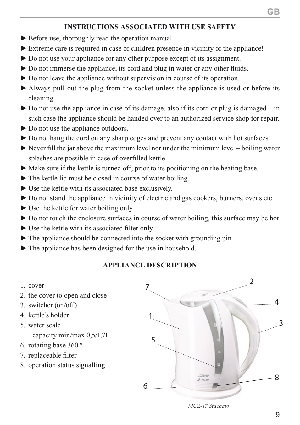 MPM MCZ-17 User Manual | Page 9 / 24