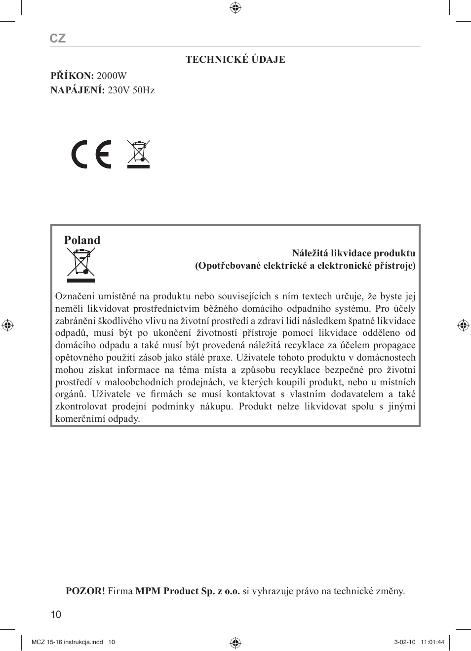 Poland | MPM MCZ-16 User Manual | Page 10 / 32