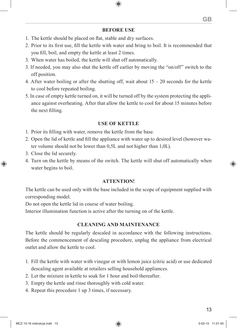 MPM MCZ-16 User Manual | Page 13 / 32