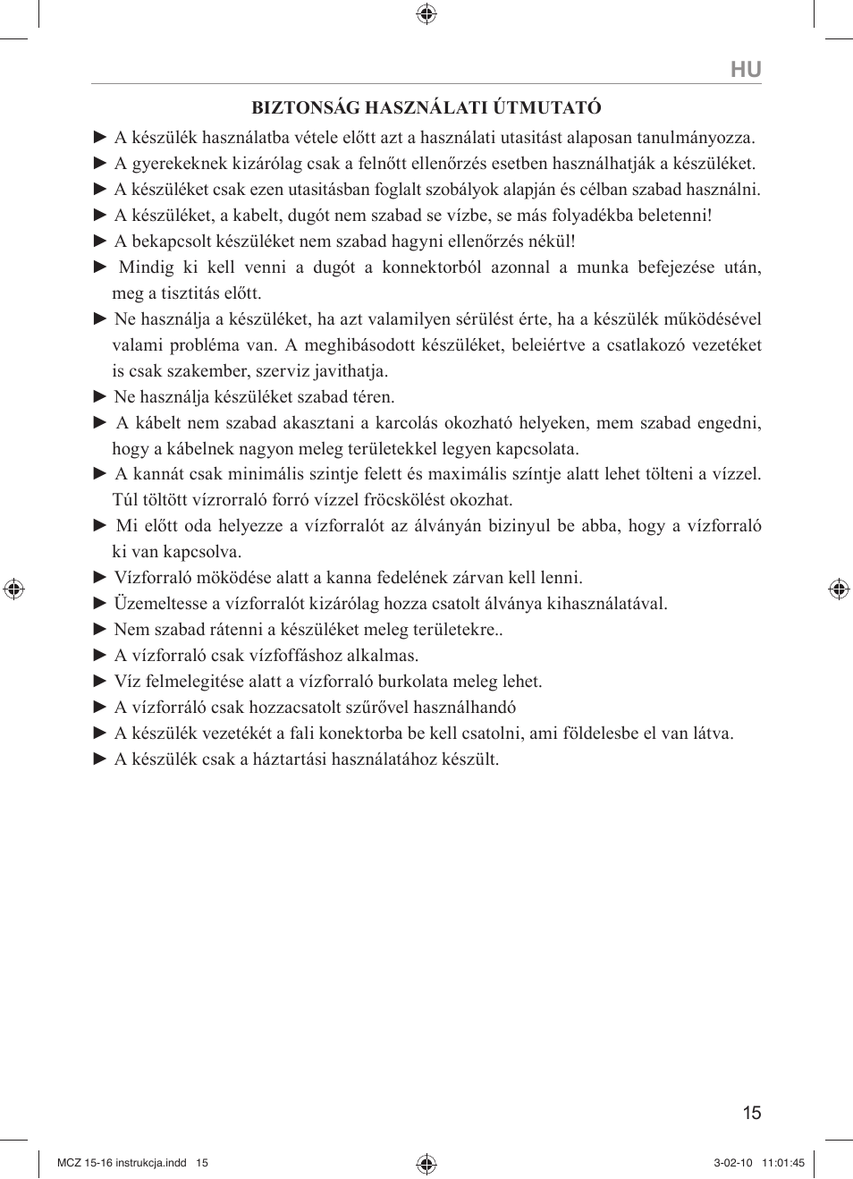 MPM MCZ-16 User Manual | Page 15 / 32