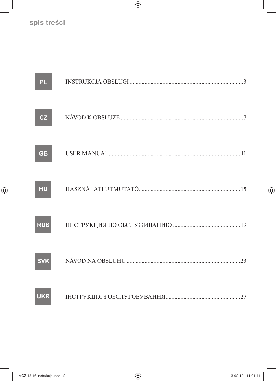 MPM MCZ-16 User Manual | Page 2 / 32