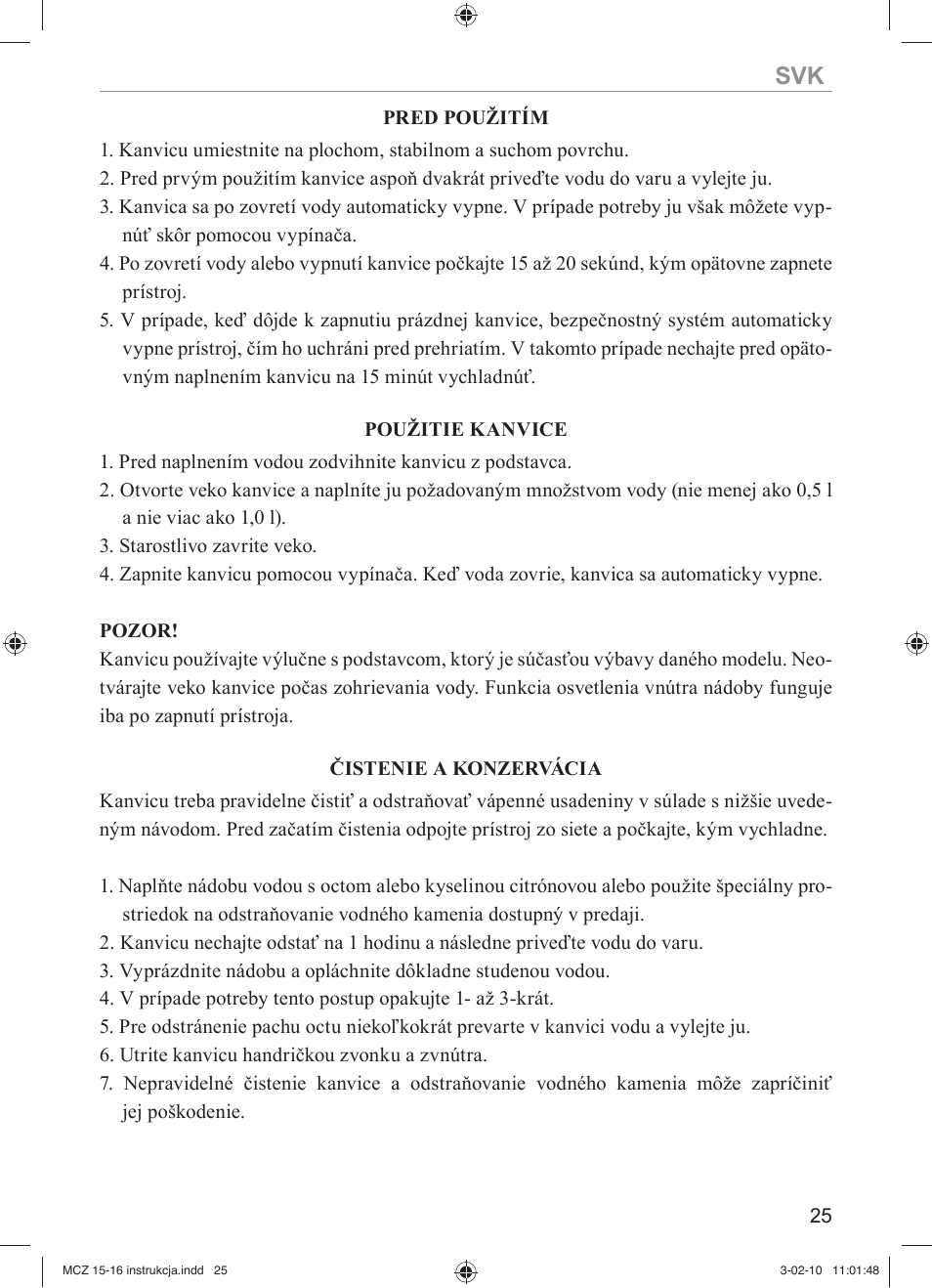 MPM MCZ-16 User Manual | Page 25 / 32