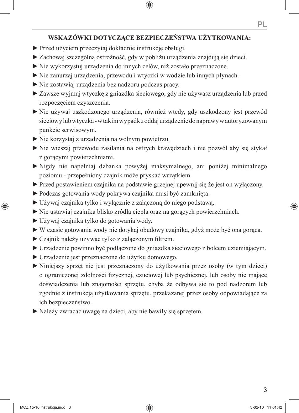 MPM MCZ-16 User Manual | Page 3 / 32