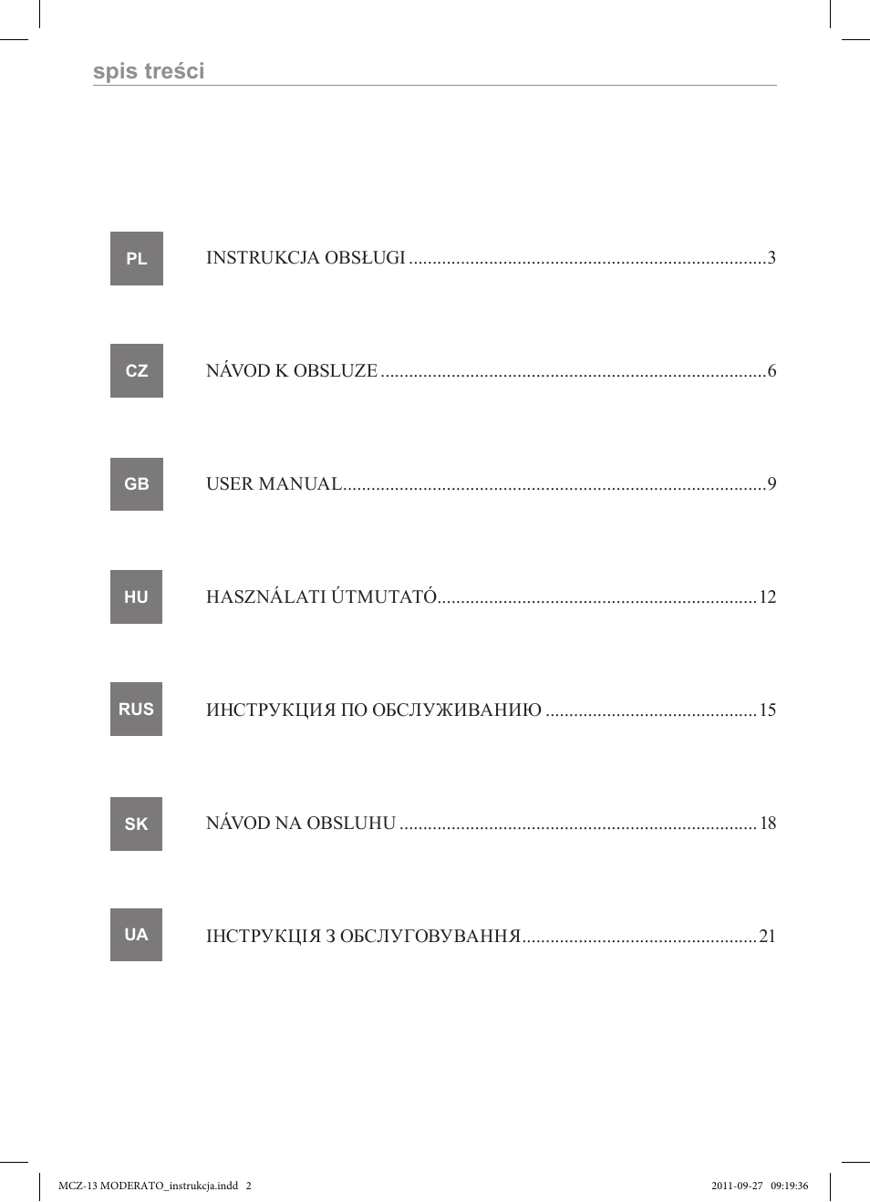 MPM MCZ-13 User Manual | Page 2 / 24