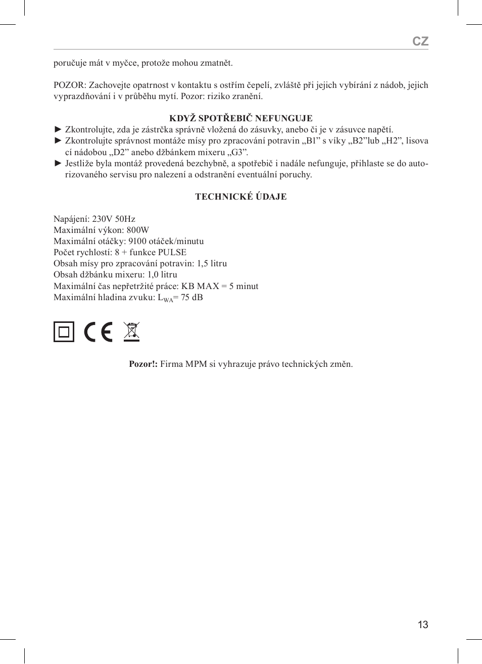 MPM Kasia 116 User Manual | Page 13 / 44