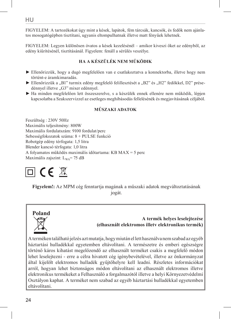 Poland | MPM Kasia 116 User Manual | Page 24 / 44