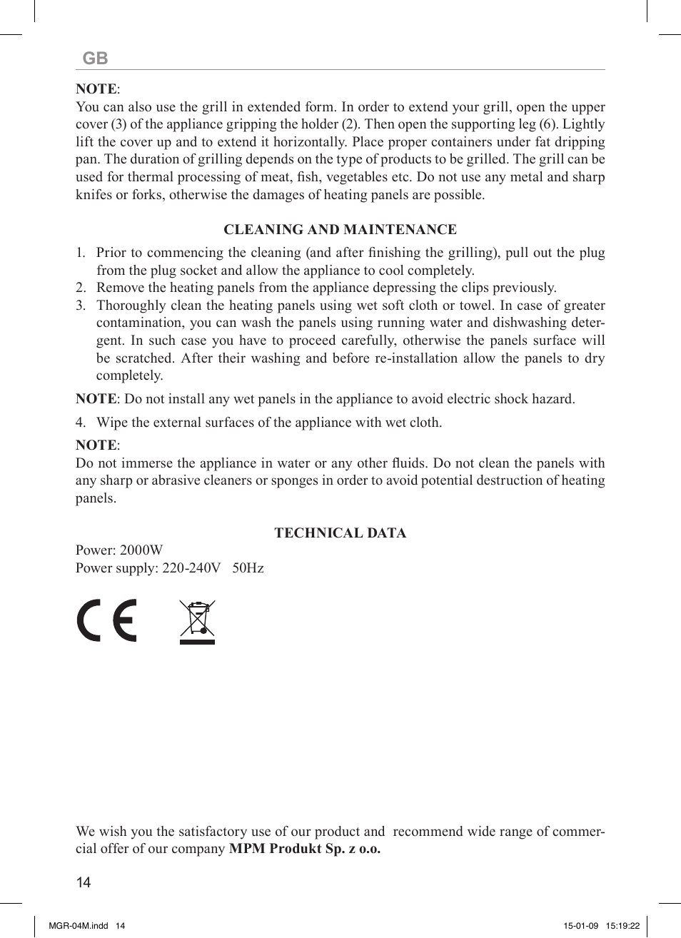 MPM MGR-04M User Manual | Page 14 / 32