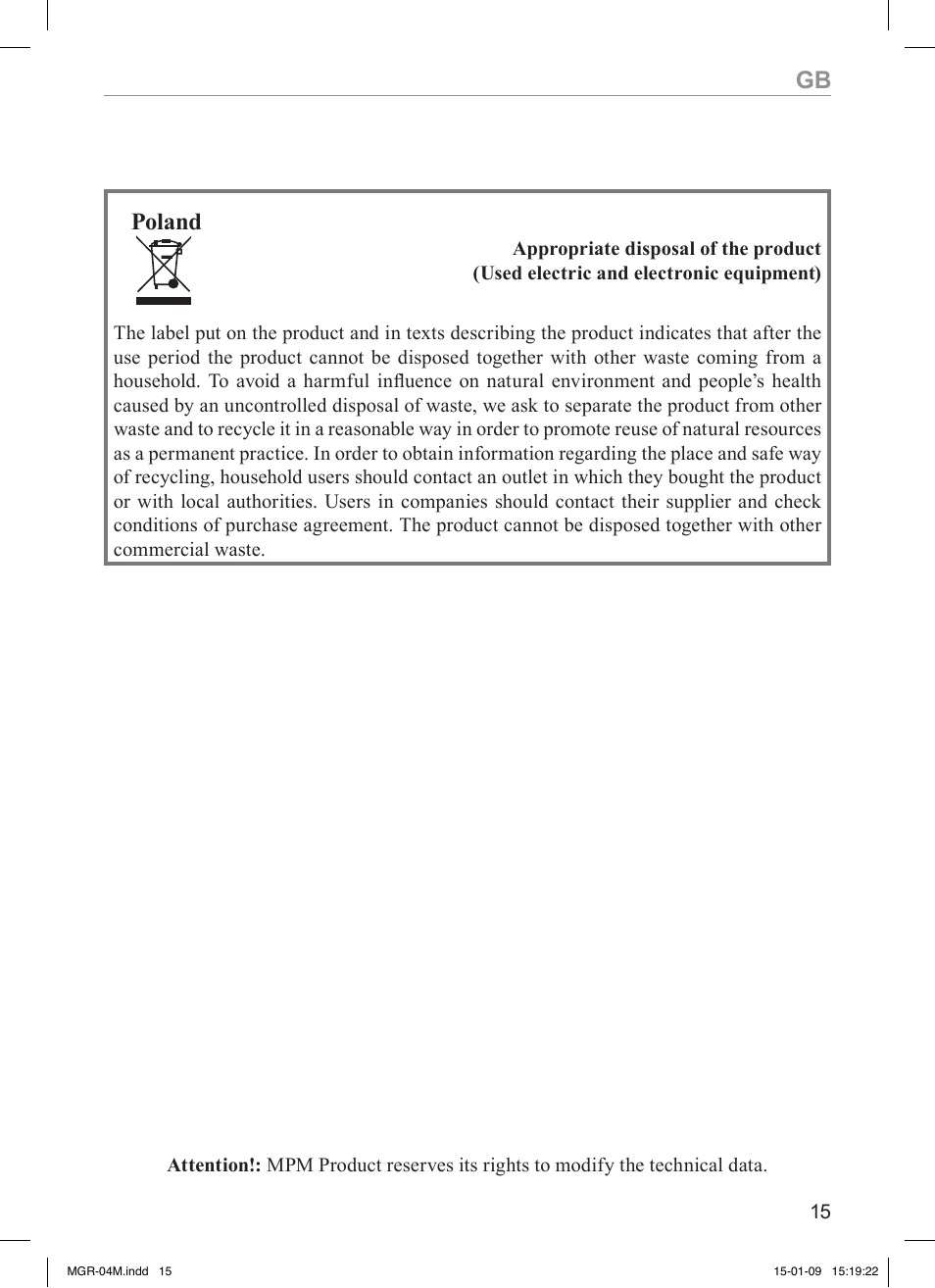 Poland | MPM MGR-04M User Manual | Page 15 / 32