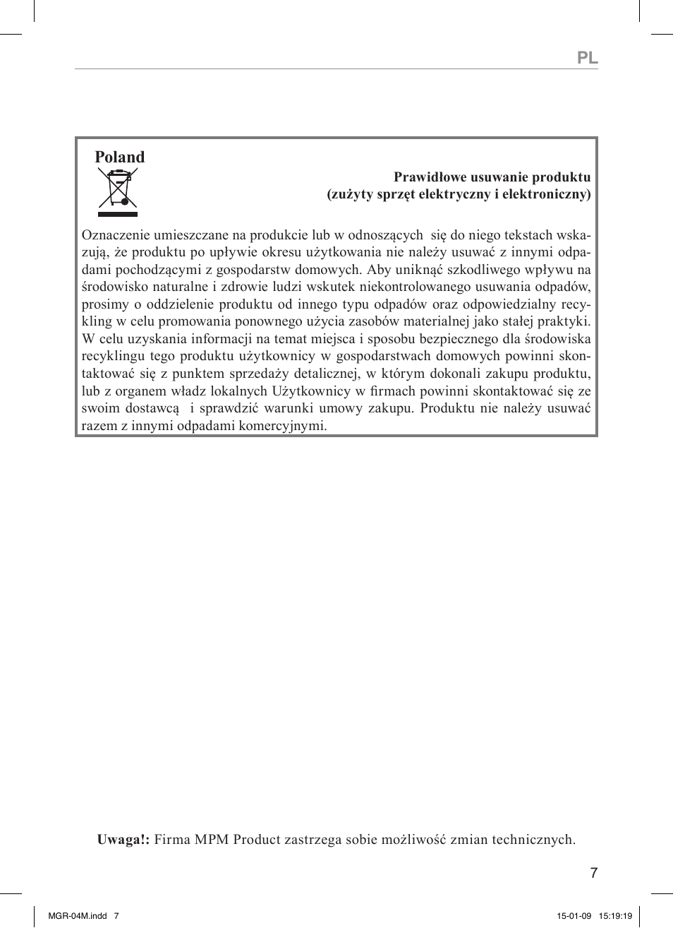 Poland | MPM MGR-04M User Manual | Page 7 / 32