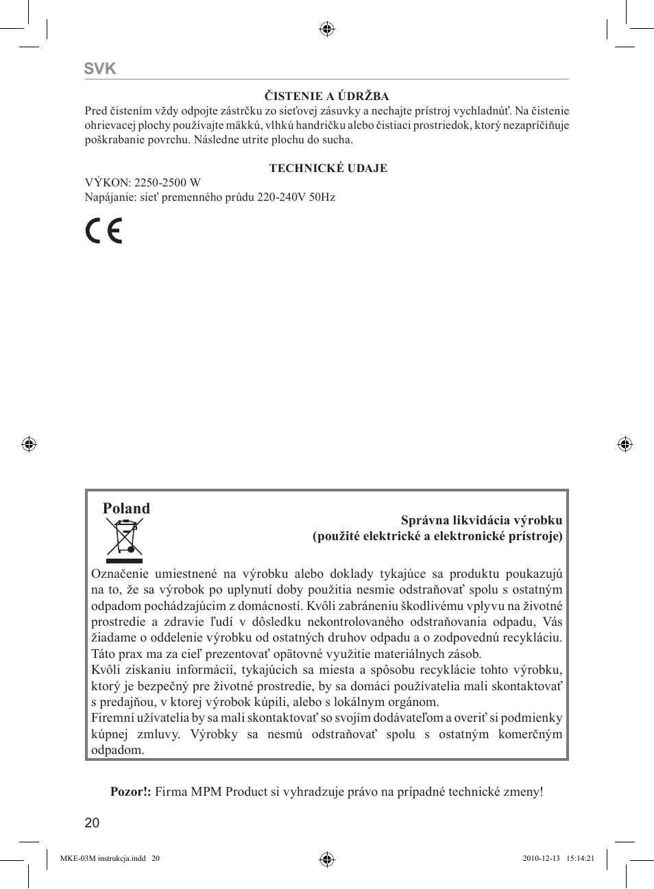 Poland | MPM MKE-03M User Manual | Page 20 / 24