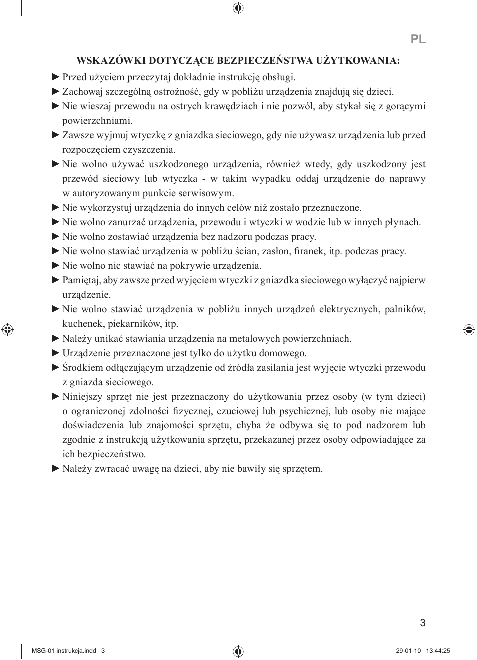 MPM MSG-01 User Manual | Page 3 / 40