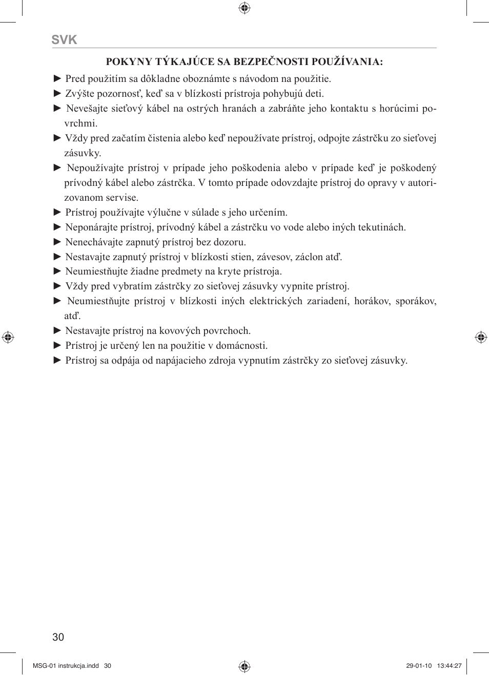 MPM MSG-01 User Manual | Page 30 / 40