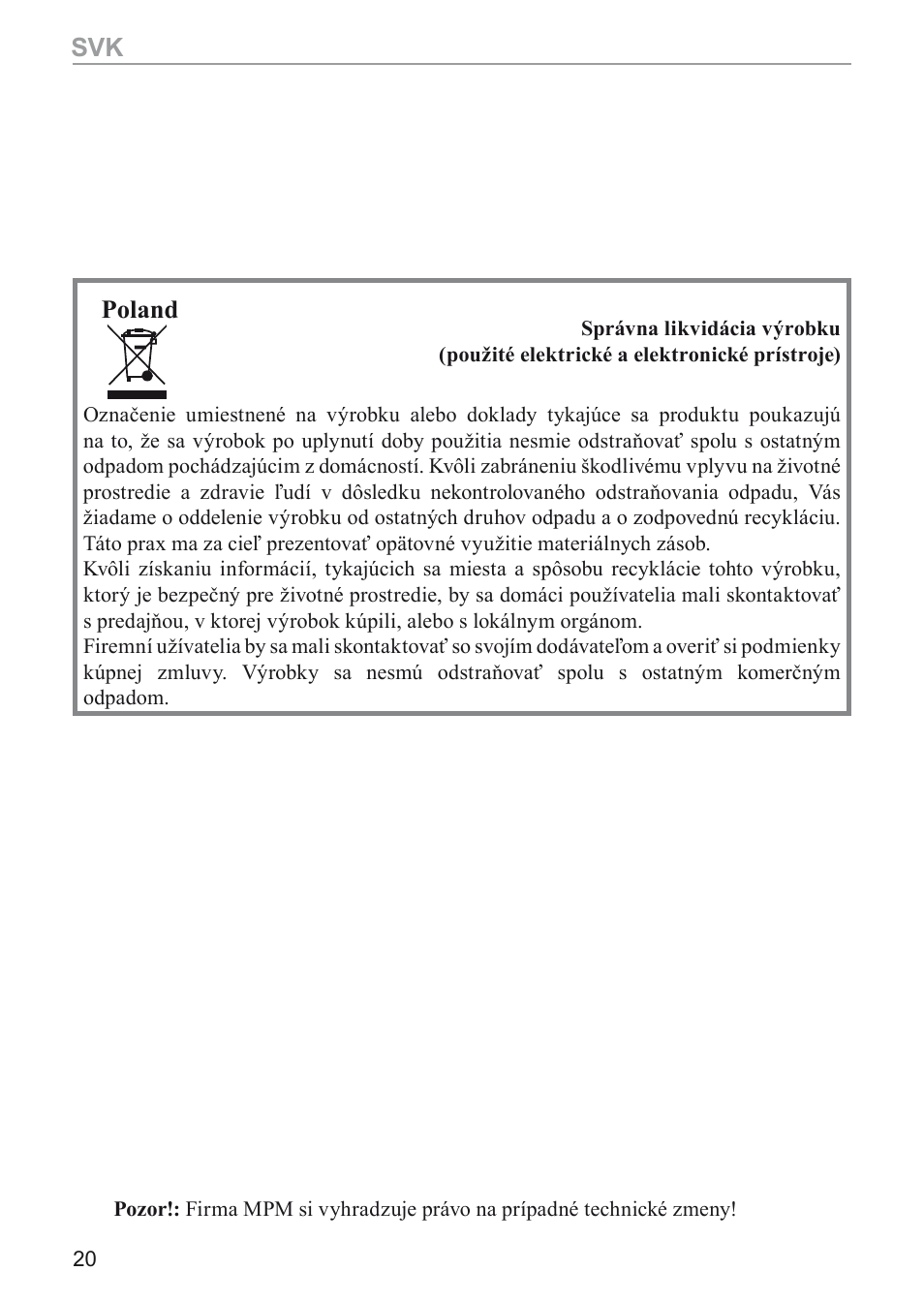 Poland | MPM MMK-02M User Manual | Page 20 / 24