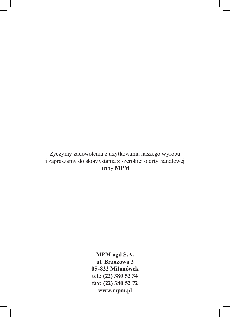 MPM MKO-01 User Manual | Page 60 / 60