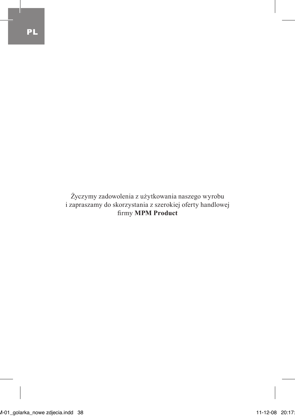 MPM MGM-01 User Manual | Page 38 / 38