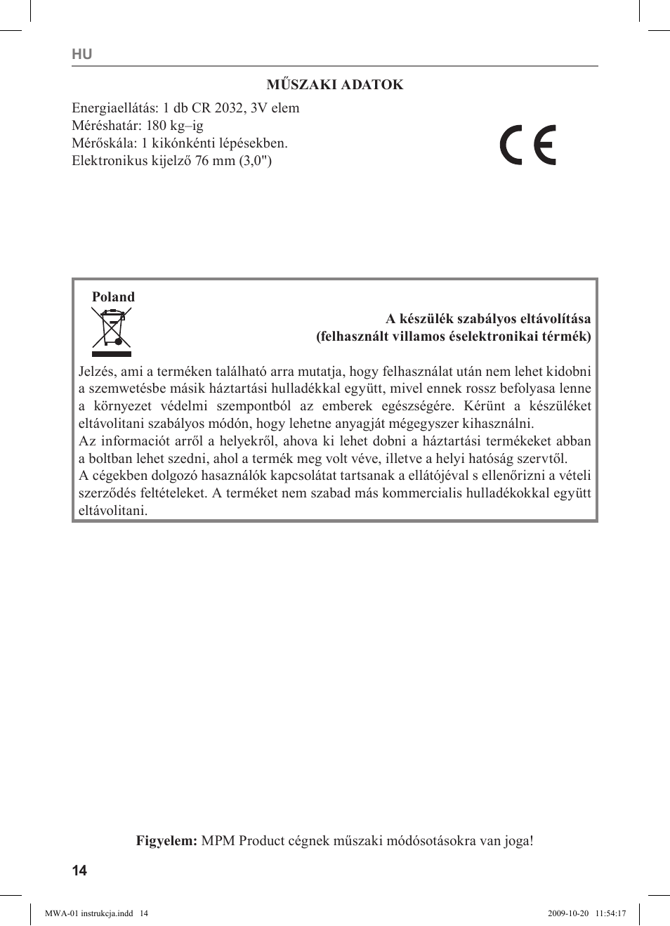 MPM MWA-01 User Manual | Page 14 / 24