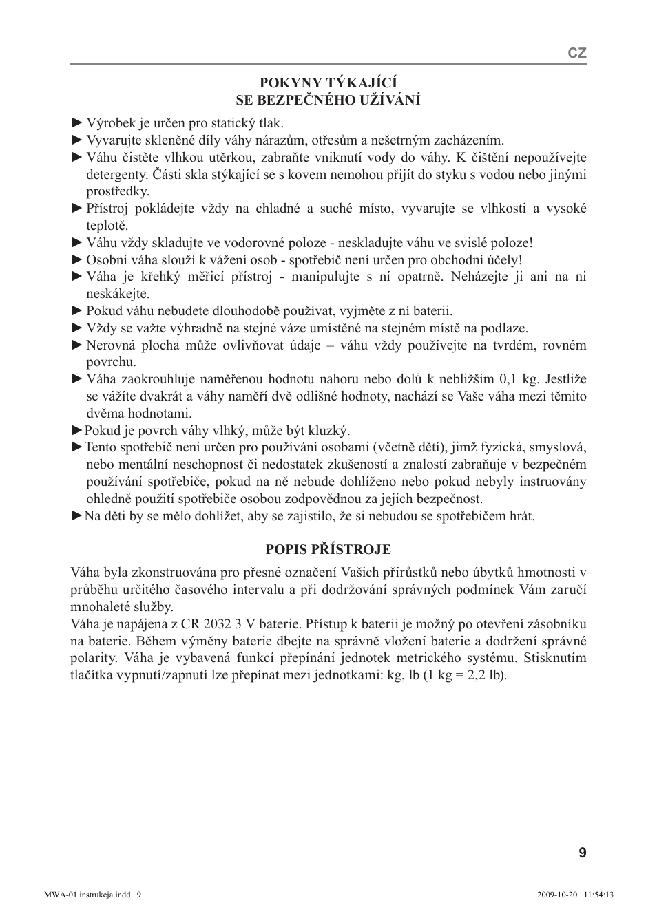 MPM MWA-01 User Manual | Page 9 / 24