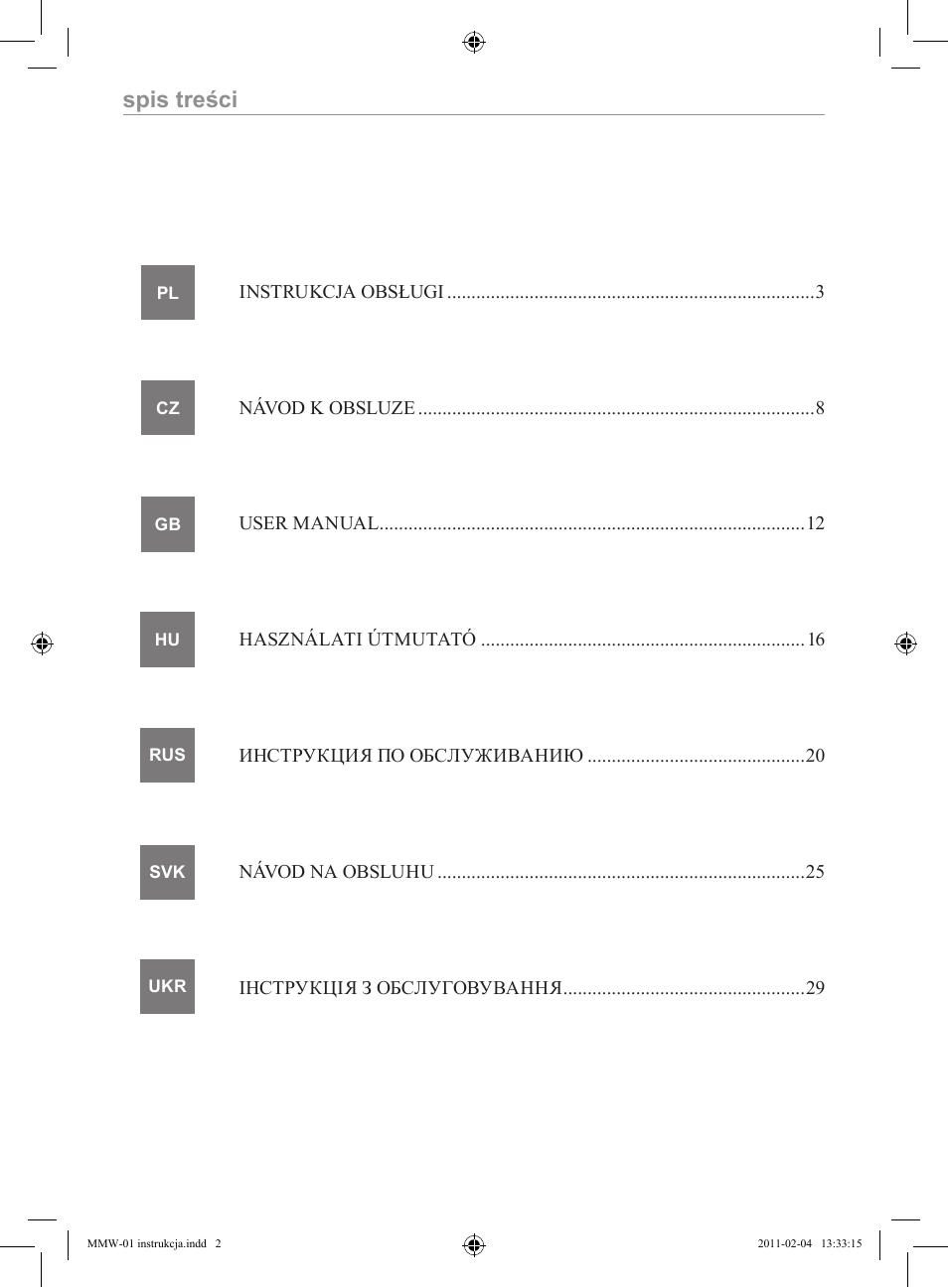 MPM MMW-01 User Manual | Page 2 / 34