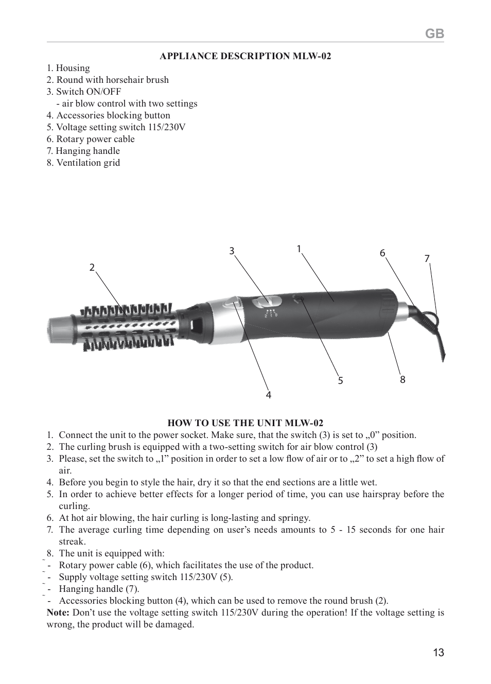 MPM MLW-01 User Manual | Page 13 / 32