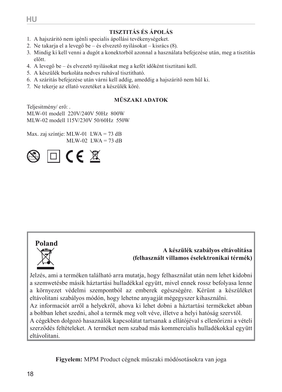 Poland | MPM MLW-01 User Manual | Page 18 / 32