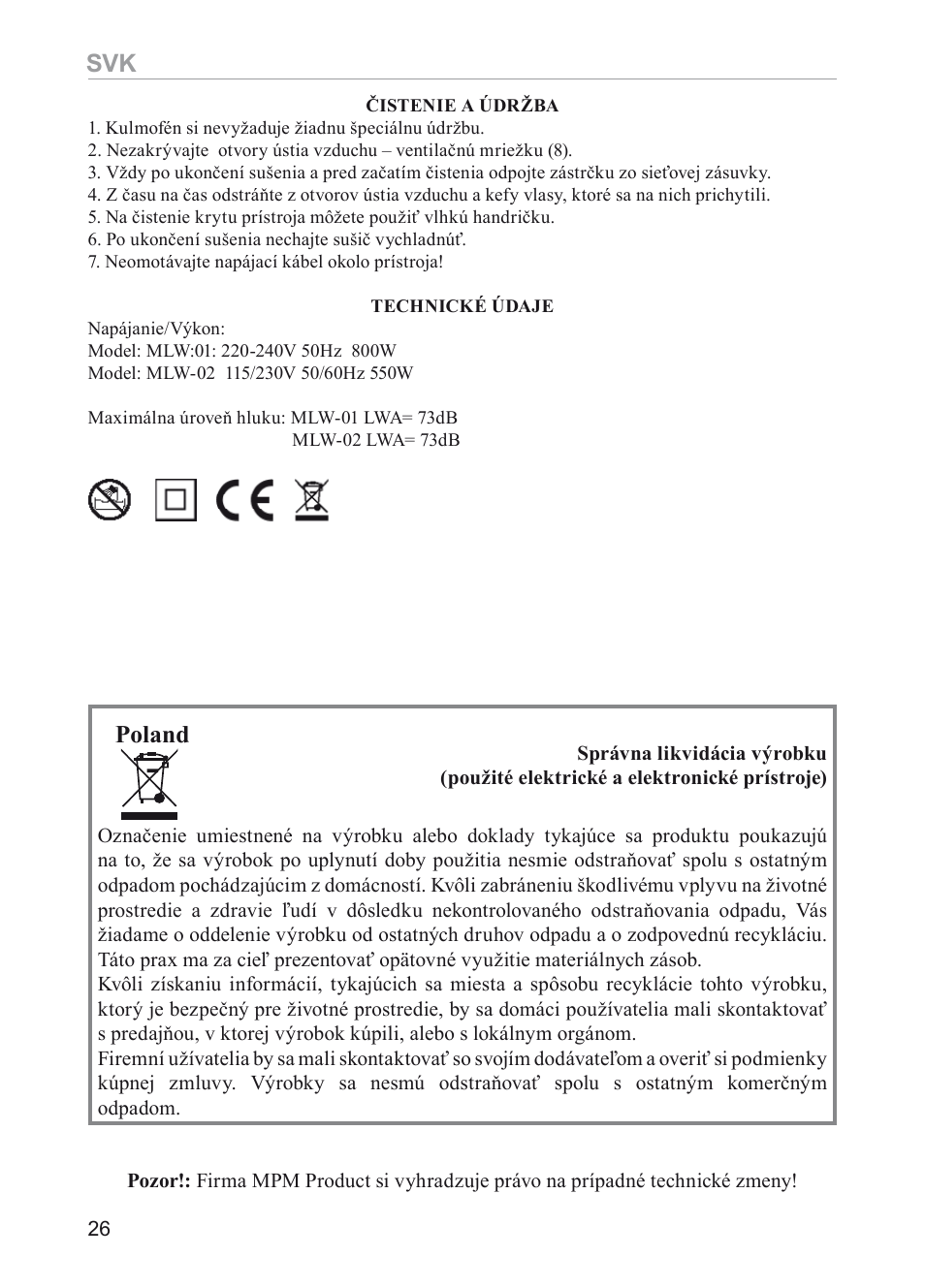 Poland | MPM MLW-01 User Manual | Page 26 / 32