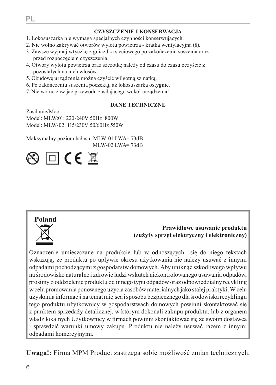 Poland | MPM MLW-01 User Manual | Page 6 / 32